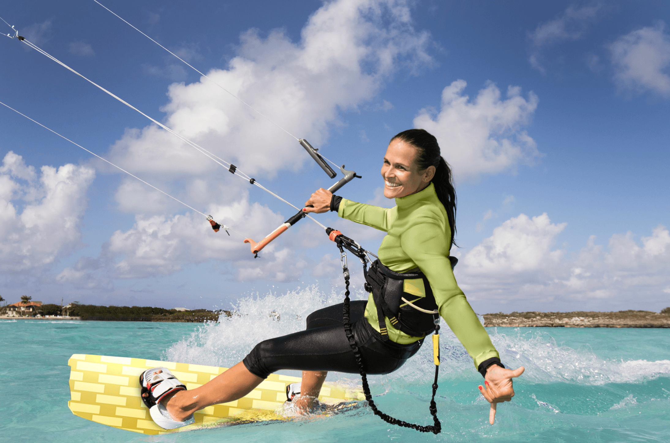 Kiteboarding lesson on the water