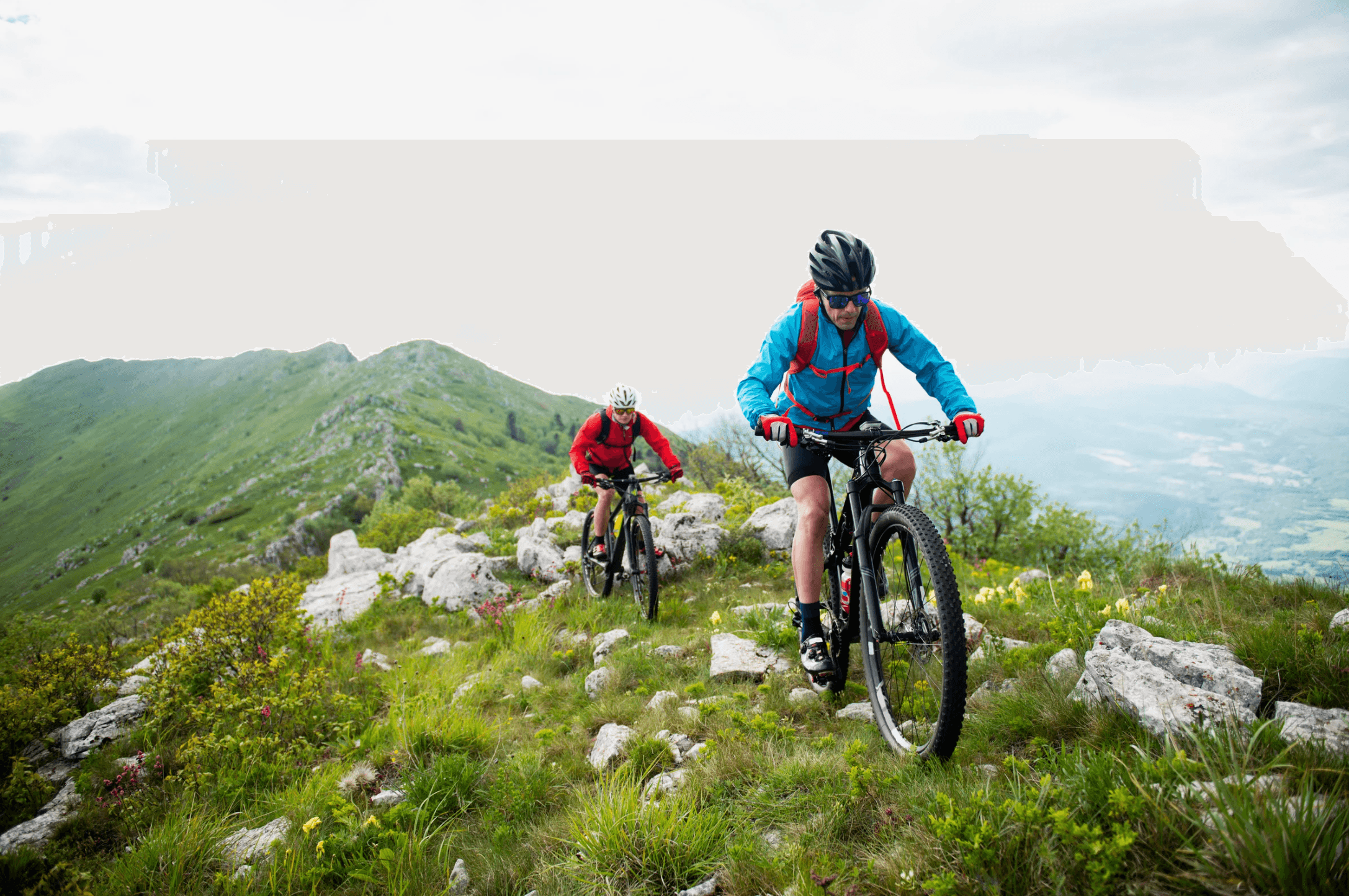 Mountain bike skills clinic on a trail